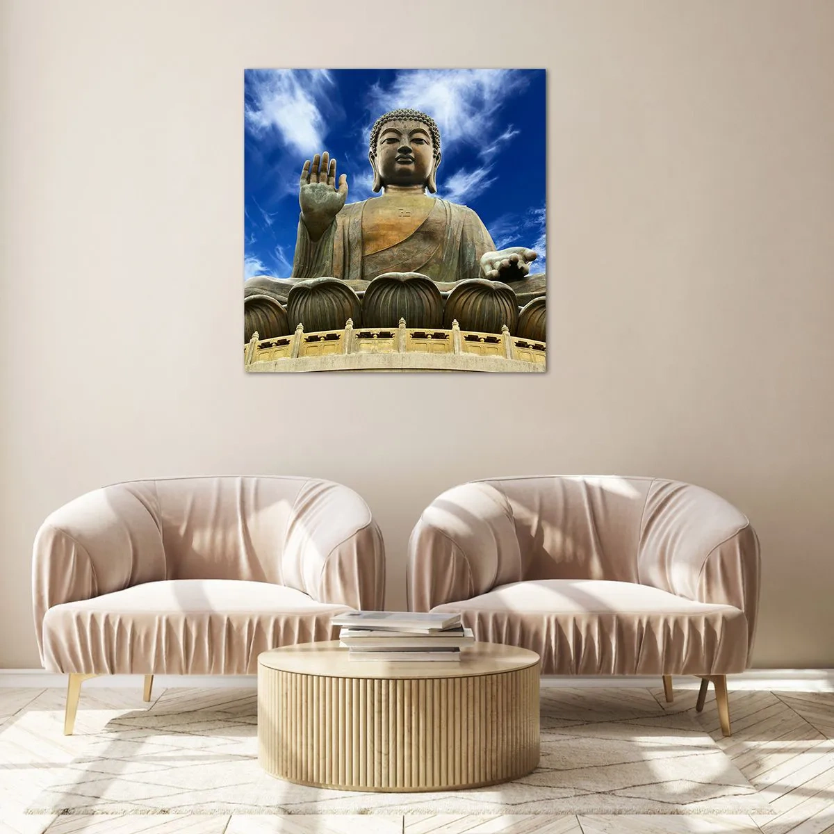 Billede på glas - Lev uden frygt - 70x70 cm