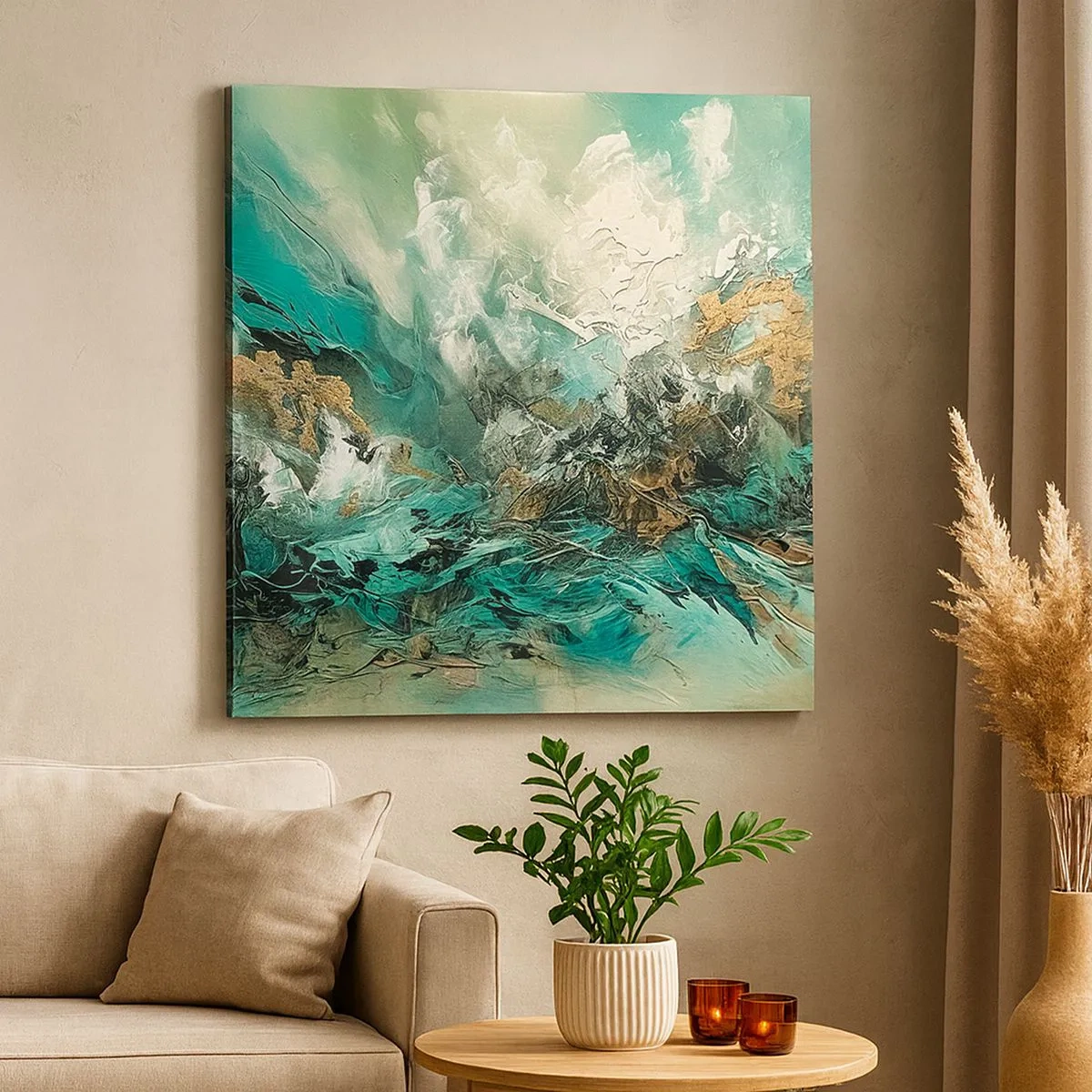 Lærredstryk - Billede på lærred - Smaragdsort byld - 30x30 cm