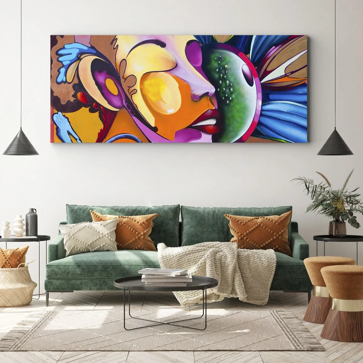 Lærredstryk - Billede på lærred - Berør med farve - 90x30 cm