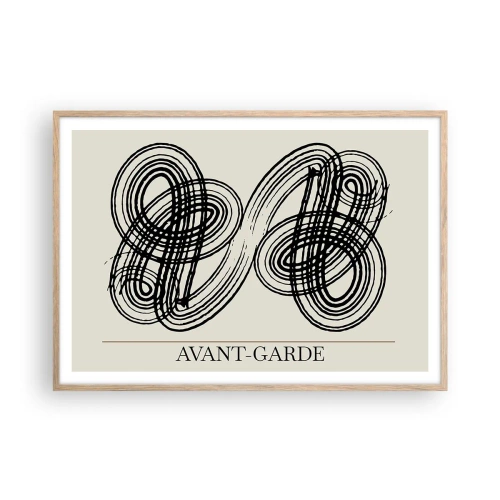 Plakat i ramme af lyst egetræ - Det kom ud spontant - 100x70 cm