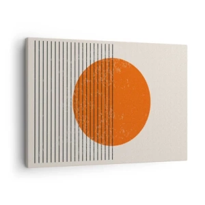 Lærredstryk - Billede på lærred - Minimalistisk sol med geometriske linjer - 70x50cm - Altid solen - Moderne vægdekoration til stue og soveværelse ARTTOR