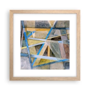 Plakat i ramme af lyst egetræ - Lige eller skråt? - 30x30 cm