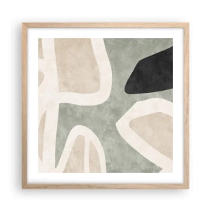 Plakat i ramme af lyst egetræ - Komposition med et sort tema - 50x50 cm