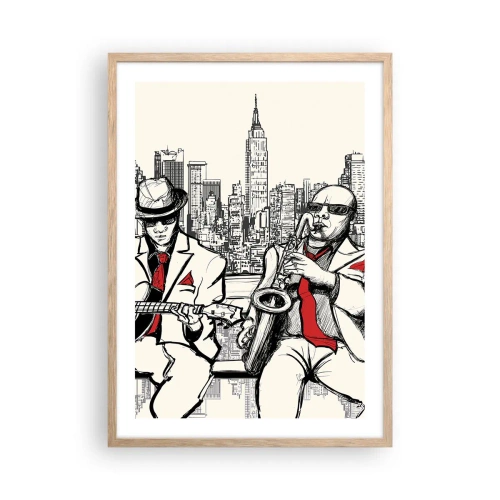 Plakat i ramme af lyst egetræ - New York improvisation - 50x70 cm