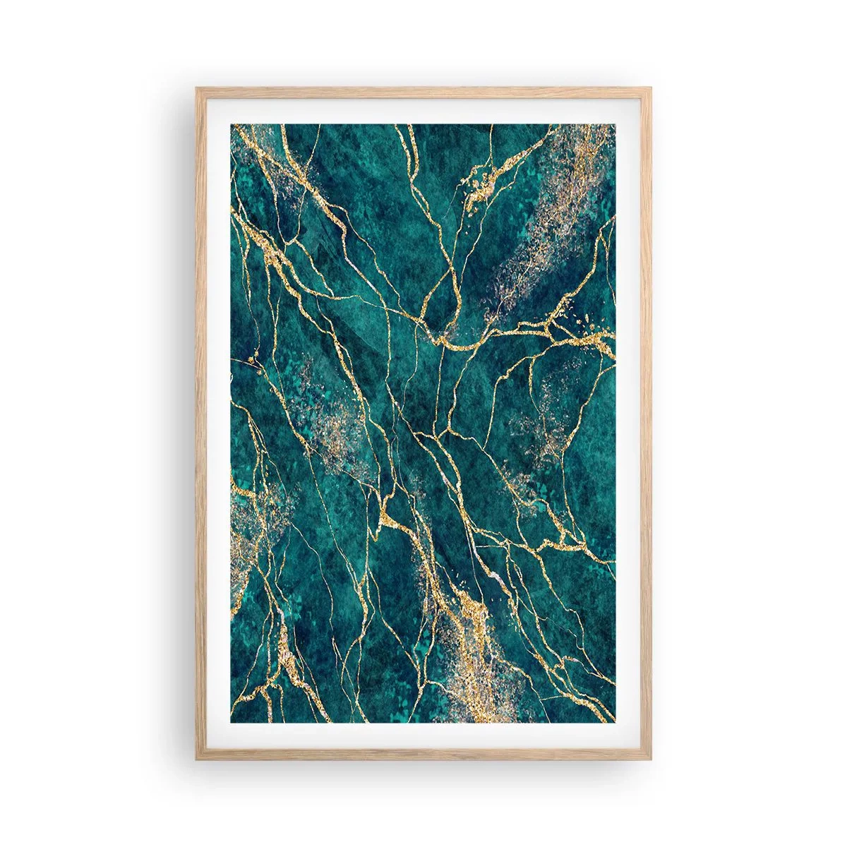 Plakat i ramme af lyst egetræ - Guldåre - 61x91 cm