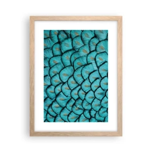 Plakat i ramme af lyst egetræ - Den store fjer-galla - 30x40 cm