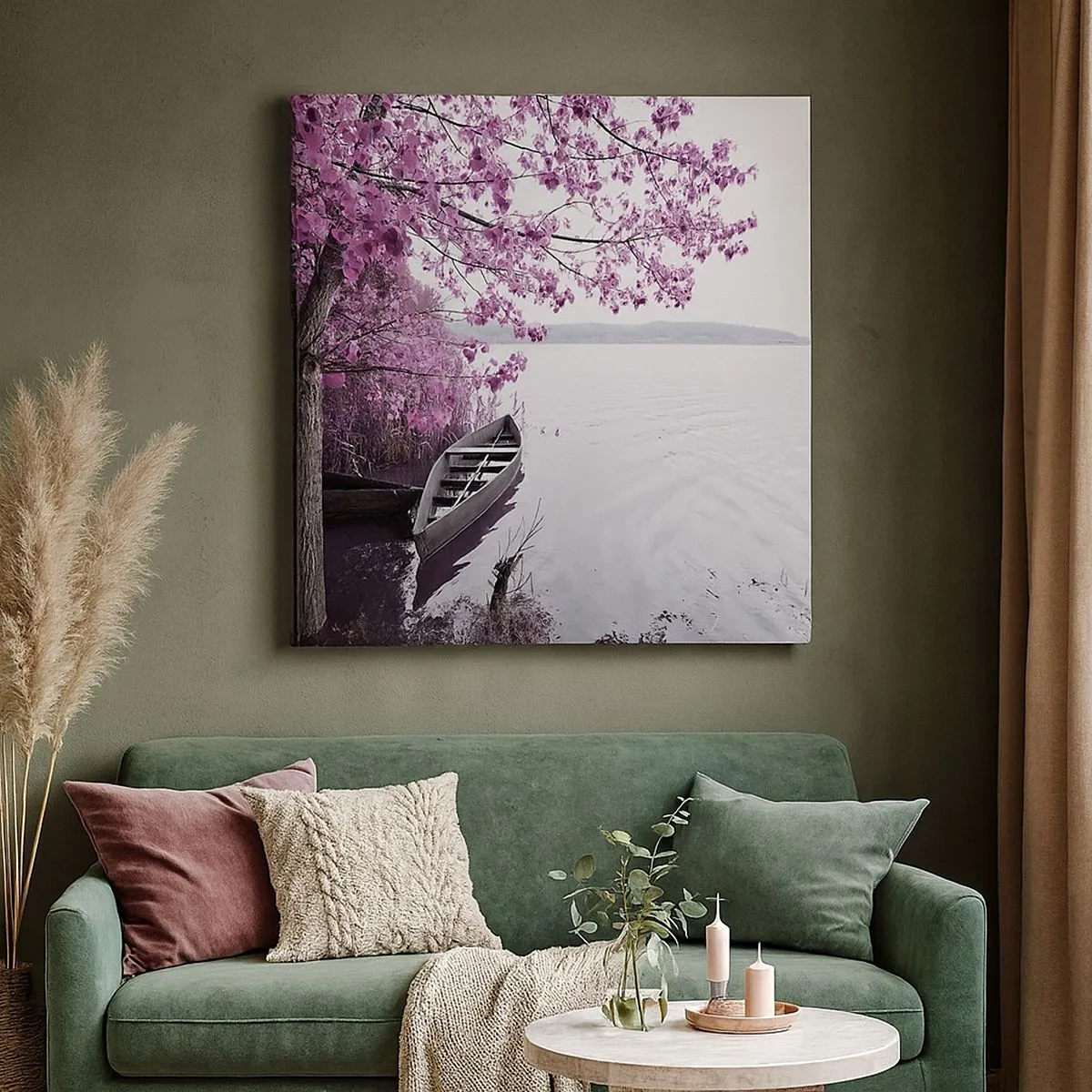 Lærredstryk - Billede på lærred - I lyserød stilhed - 30x30 cm