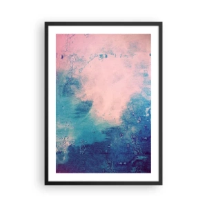 Plakat i sort ramme - Abstrakt komposition i blå og lyserøde farver - 50x70cm - Blå omfavnelse - Moderne vægdekoration til stue og soveværelse ARTTOR