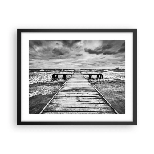 Plakat i sort ramme - Jeg venter på, at vinden blæser væk... - 50x40 cm