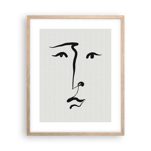 Plakat i ramme af lyst egetræ - Portræt i én linje - 40x50 cm