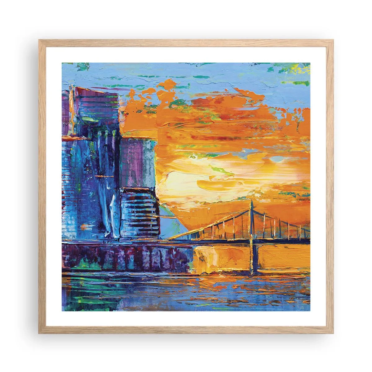 Plakat i ramme af lyst egetræ - Kultur og natur - 60x60 cm