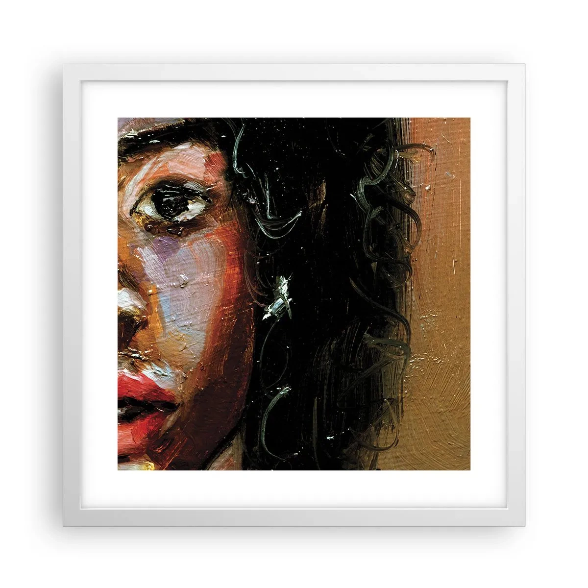 Plakat i hvid ramme - Sort og glitter - 40x40 cm