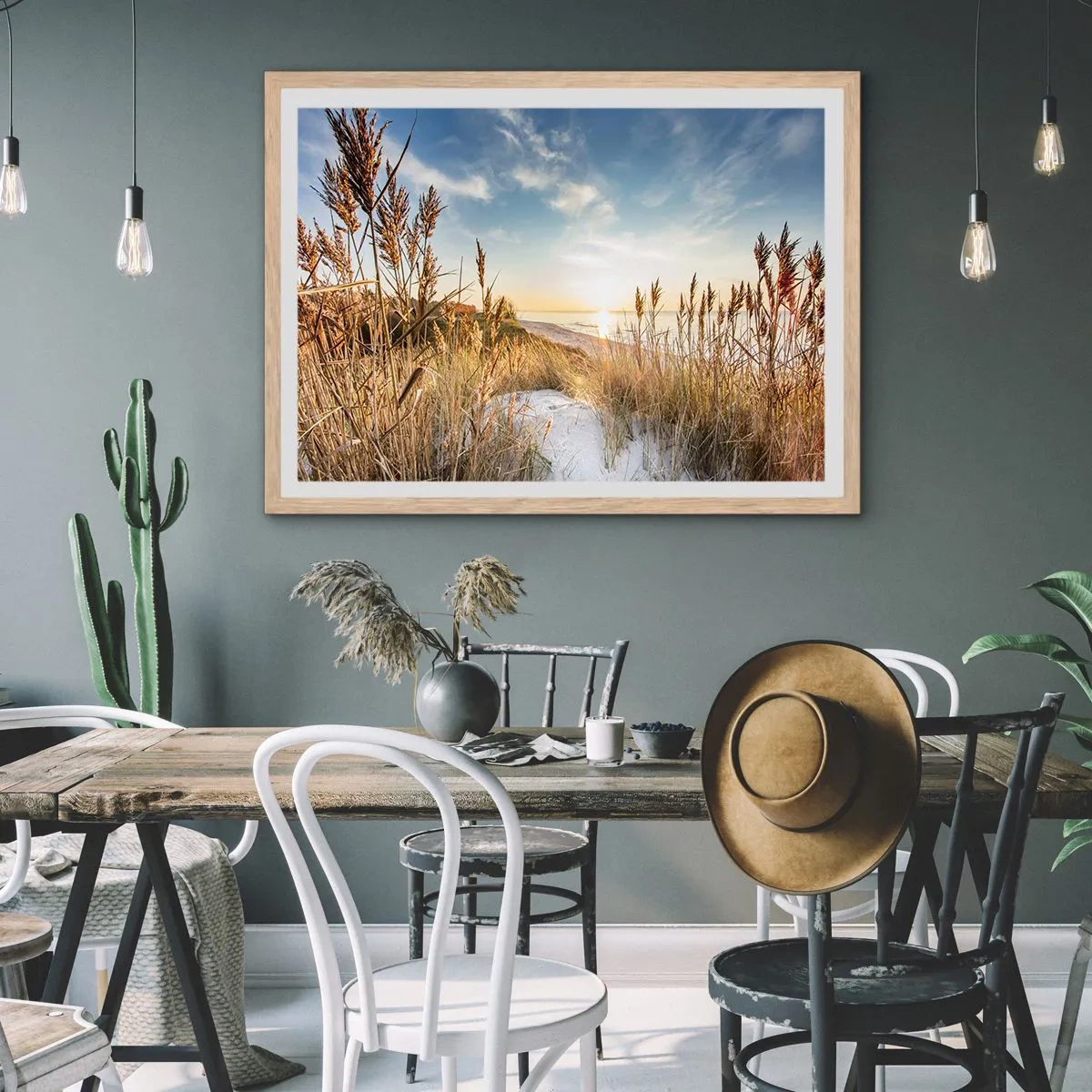 Plakat i ramme af lyst egetræ - Nordstrand - 91x61 cm