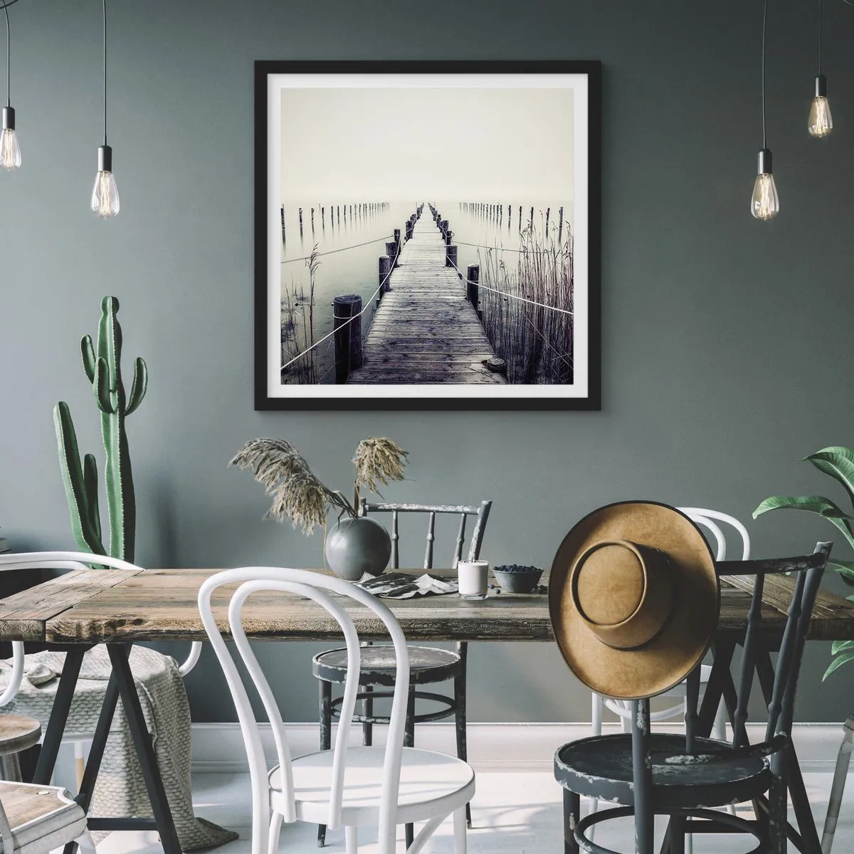 Plakat i sort ramme - Fordyb dig i fred - 40x40 cm