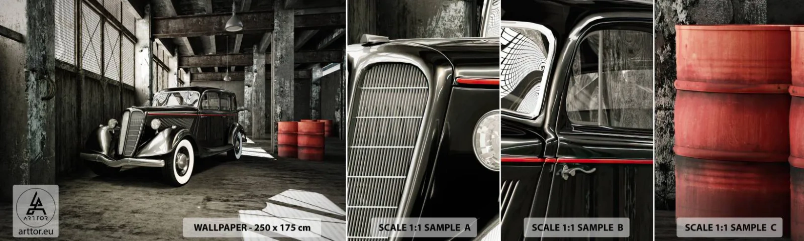 Fototapet Prøve Standard Eco - 1930'ernes vedvarende elegance. - Automotive, Retro bil, Fabrikslager - 100x30 cm