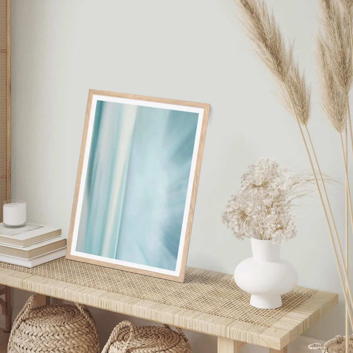 Plakat i ramme af lyst egetræ - Fred hele vejen til horisonten - 50x70 cm