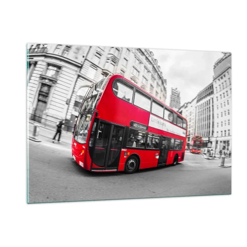 Billede på glas - London traditionelt - by bus - 120x80 cm