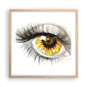 Plakat i ramme af lyst egetræ - Et look lige så varmt som sommeren - 50x50 cm