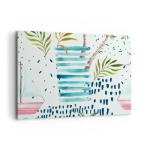 Lærredstryk - Billede på lærred - Ferie under palmerne - 120x80 cm