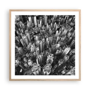 Plakat i ramme af lyst egetræ - Stadig højere og højere - 60x60 cm