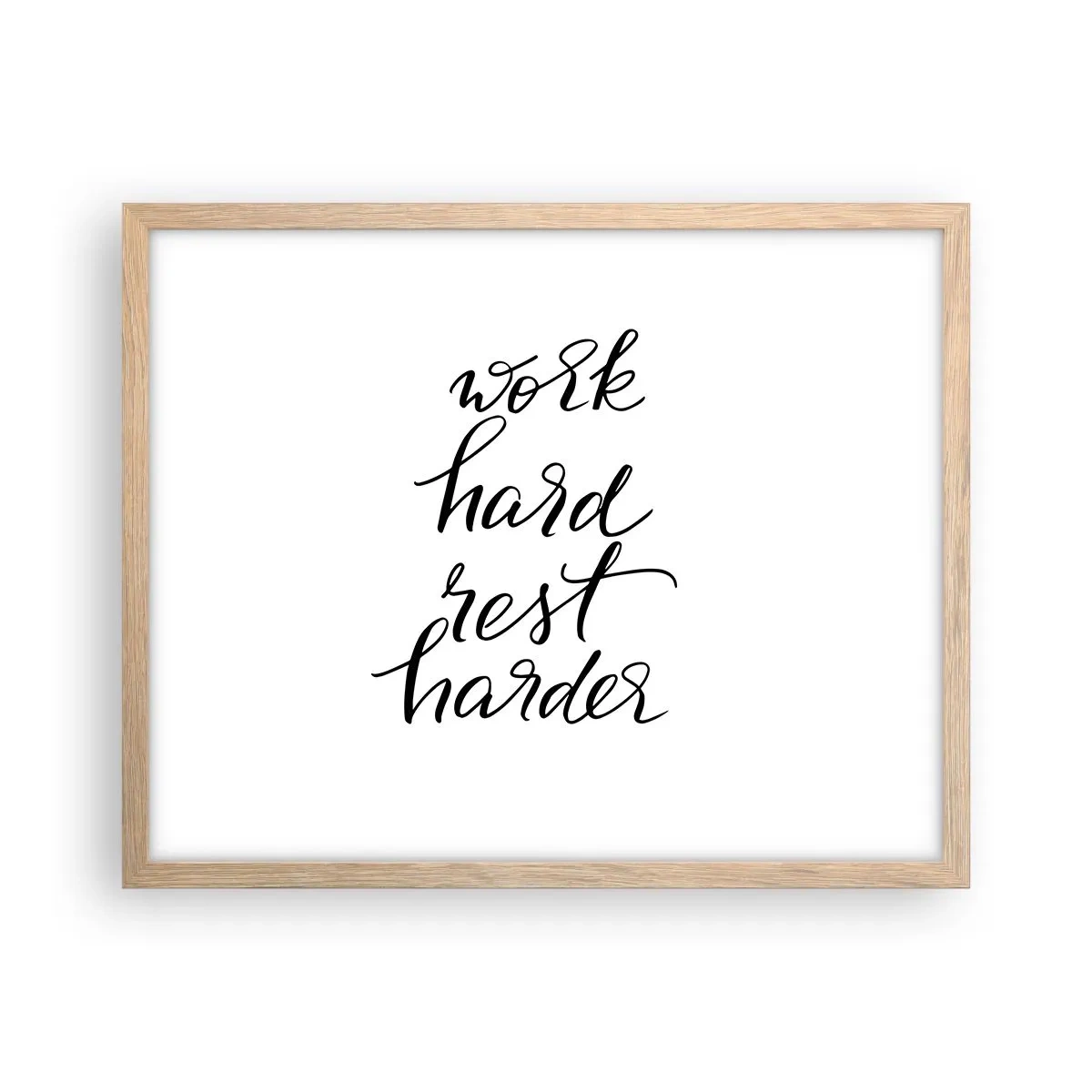 Plakat i ramme af lyst egetræ - Balance i livet - 50x40 cm