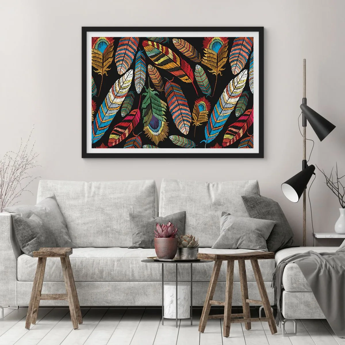 Plakat i sort ramme - Fuglekarneval - 70x50 cm