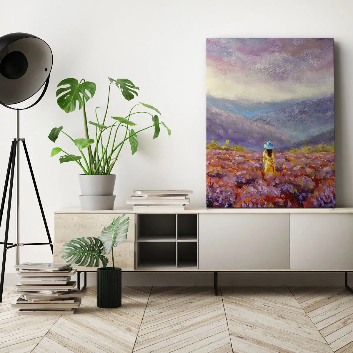 Lærredstryk - Billede på lærred - I en verden af lavendel - 50x70 cm