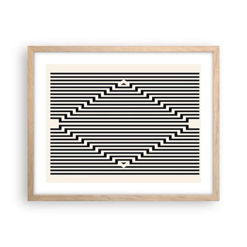 Plakat i ramme af lyst egetræ - Geometrisk illusion - 50x40 cm
