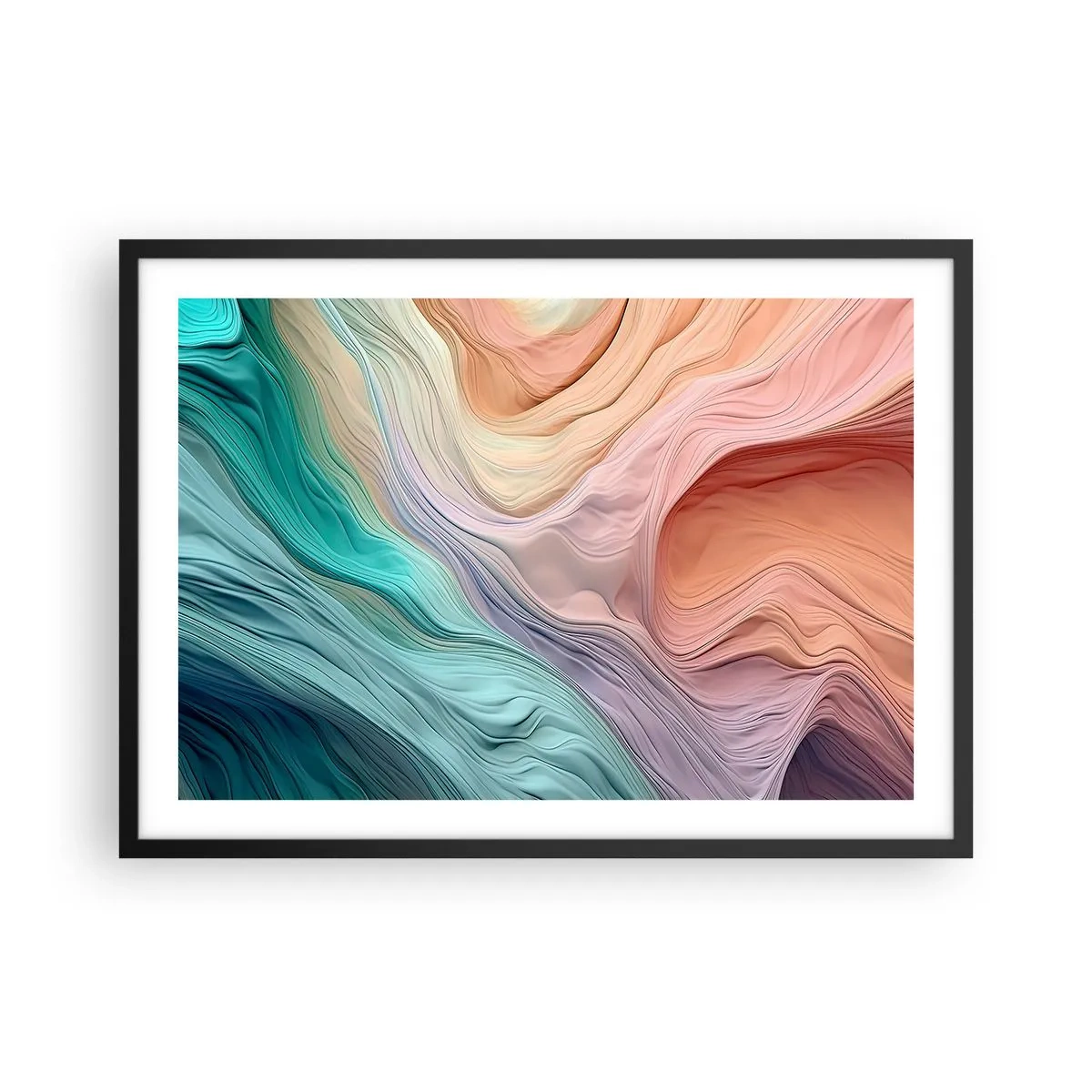 Plakat i sort ramme - Regnbuebølge - 70x50 cm