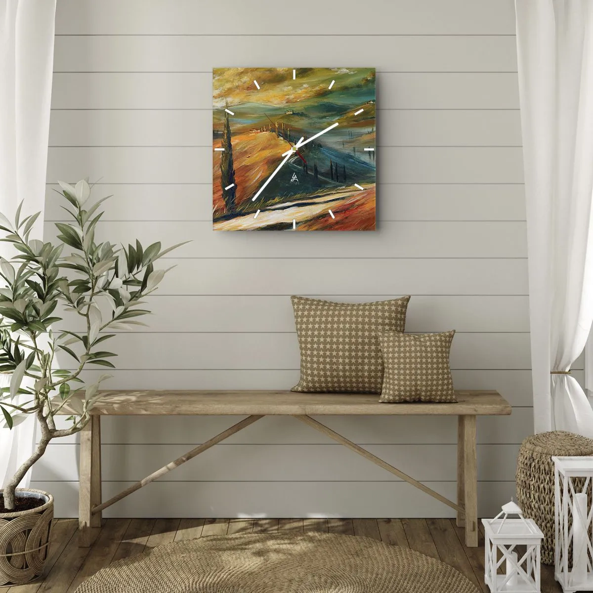 Vægur, Uret - Toscansk landskab - 40x40 cm