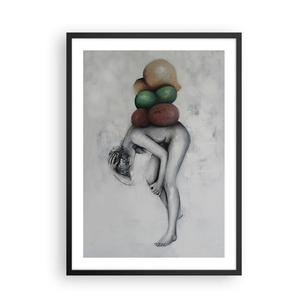 Plakat i sort ramme - Livets byrde - 50x70cm - Livets byrde - Moderne vægdekoration til stue og soveværelse ARTTOR