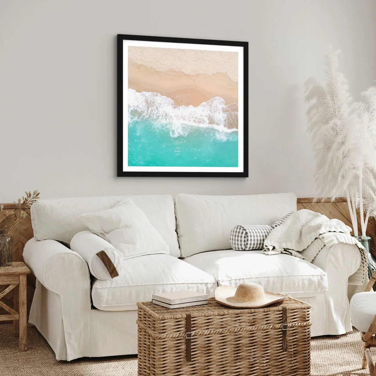 Plakat i sort ramme - Kærlig berøring - 30x30 cm