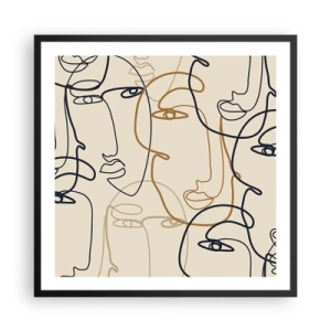 Plakat i sort ramme - Portræt ganget med hinanden - 60x60 cm