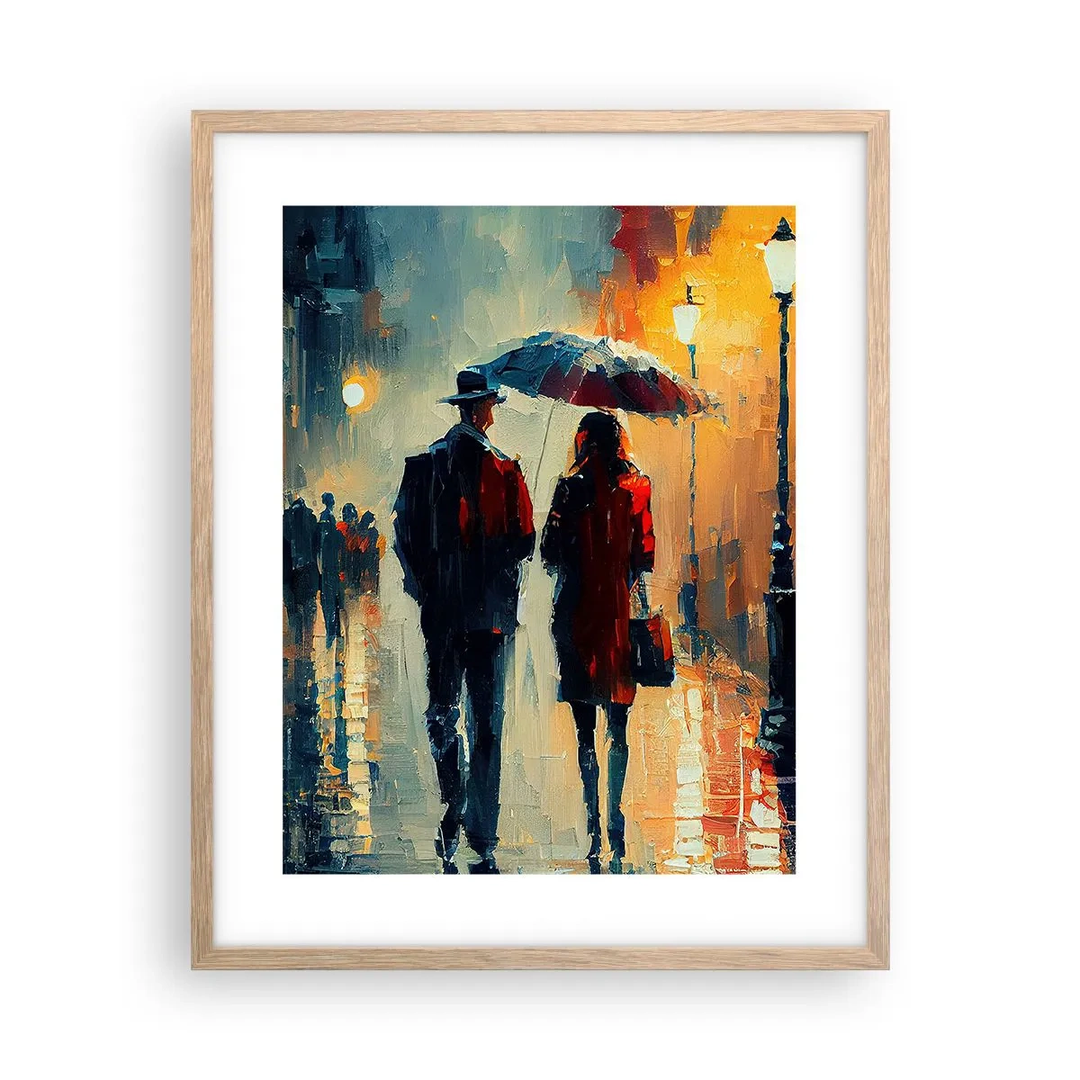 Plakat i ramme af lyst egetræ - Urban kærlighedshistorie - 40x50 cm