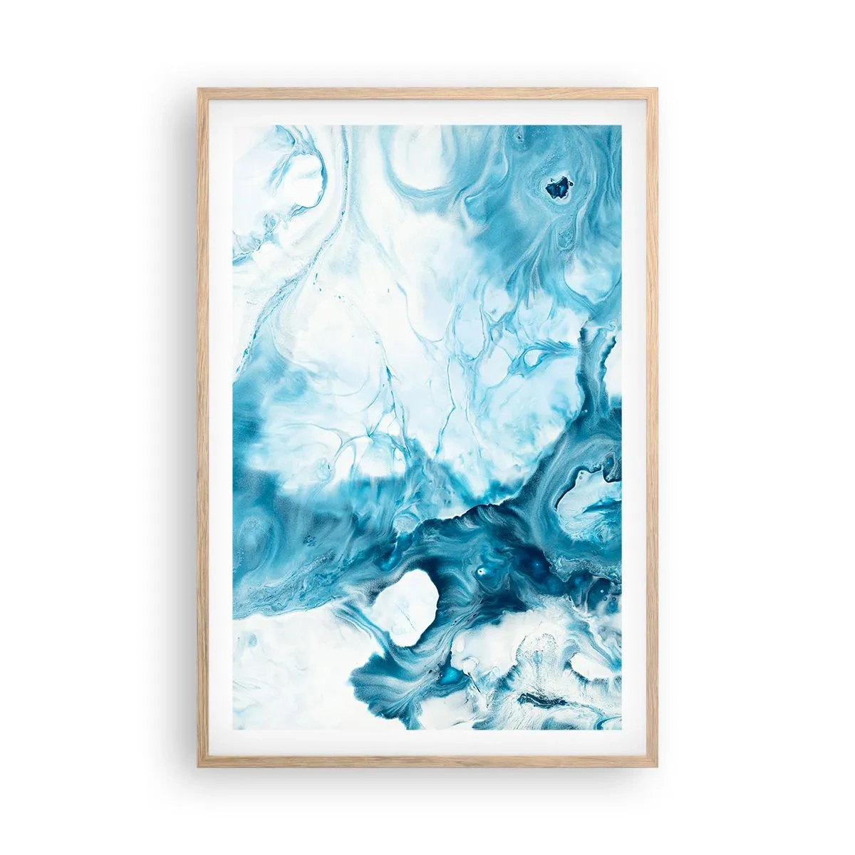 Plakat i ramme af lyst egetræ - Blå koncert - 61x91 cm