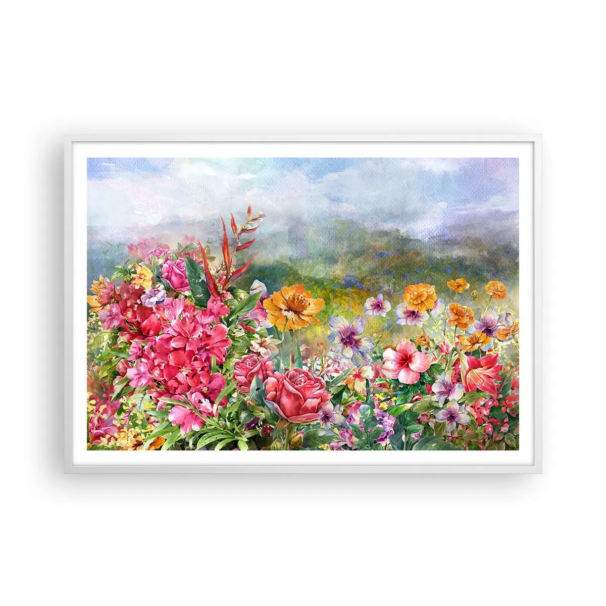 Plakat i hvid ramme - En have, der er gået amok - 100x70 cm