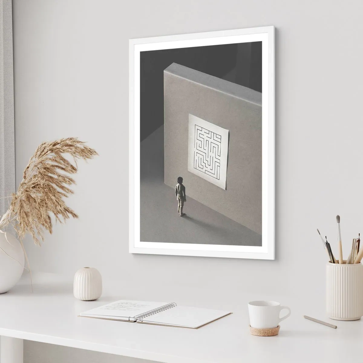 Plakat i hvid ramme - Men hvor er jeg? - 40x50 cm