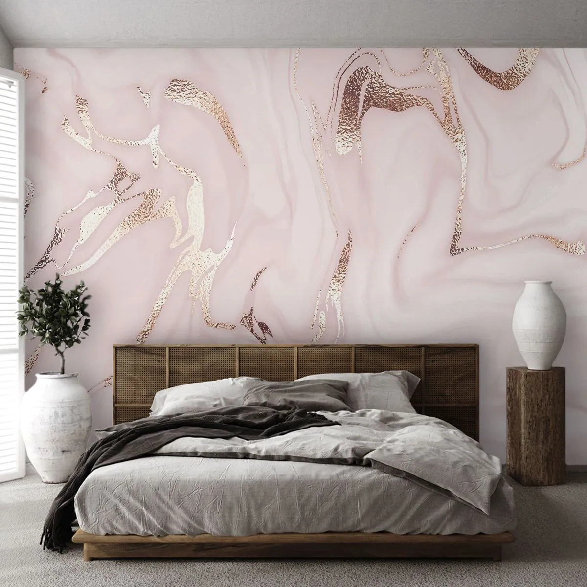 Fototapet Premium Canvas - I et lyserødt tørklæde - Abstraktion, Stykke, Moderne kunst - 250x175 cm