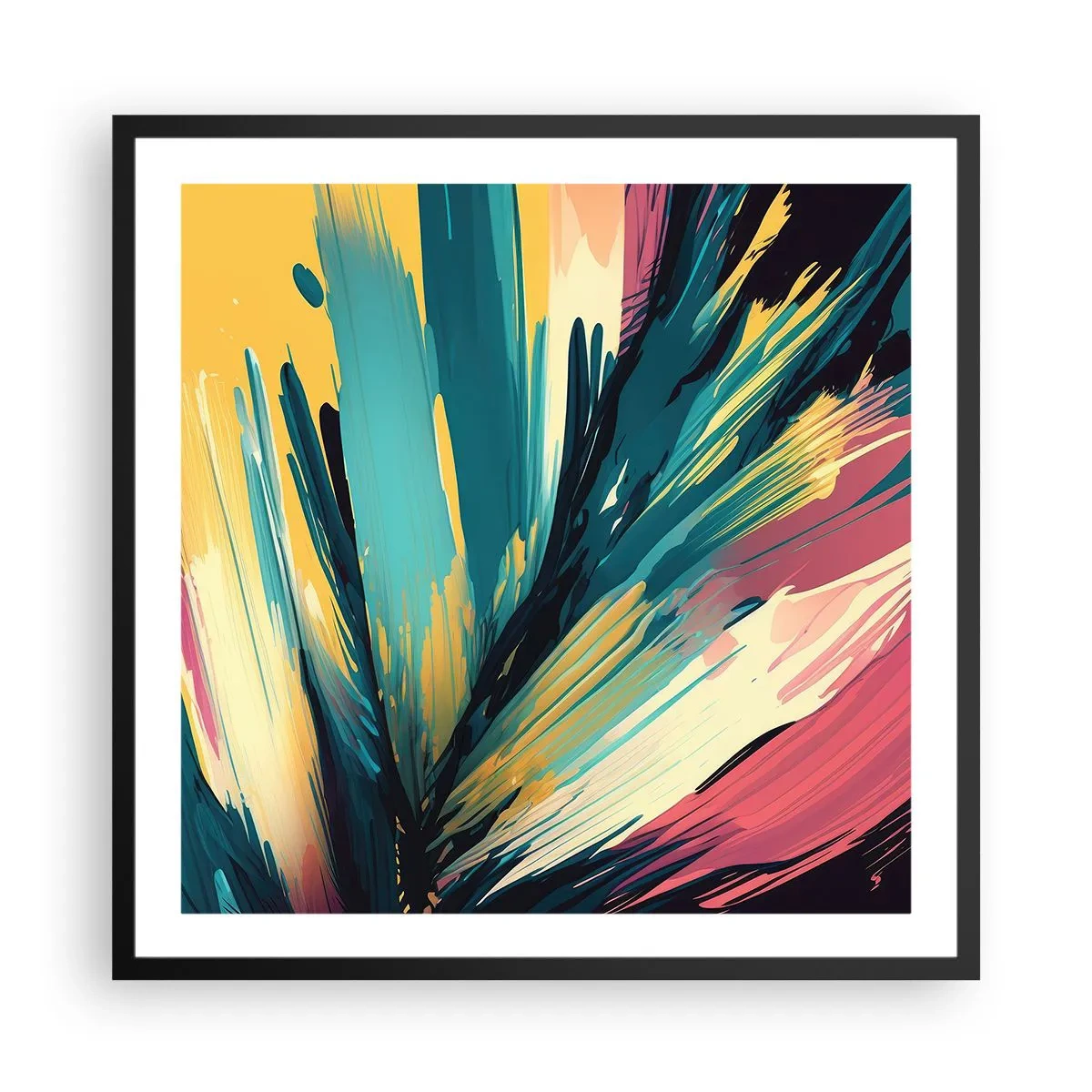 Plakat i sort ramme - Komposition - en eksplosion af glæde - 60x60 cm