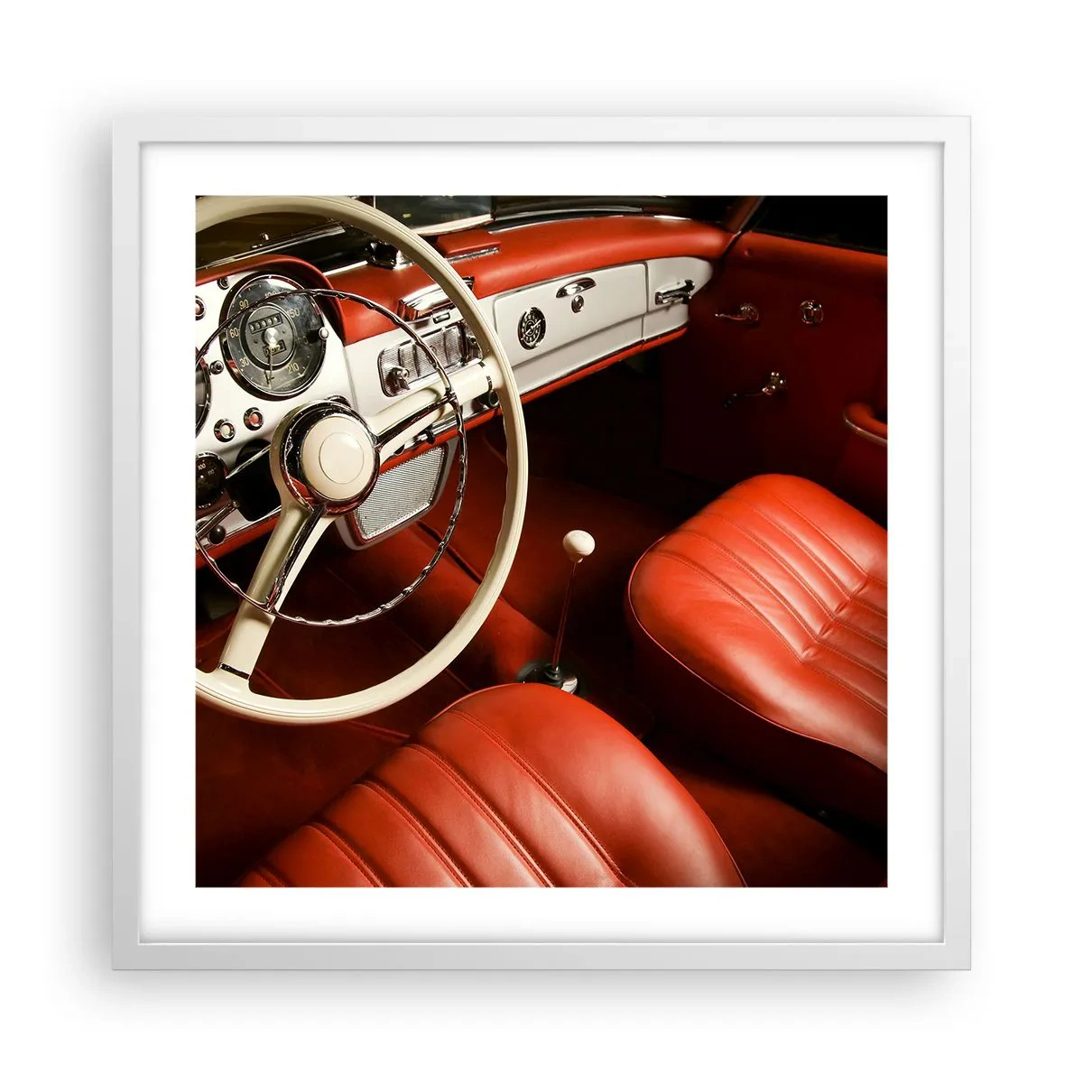 Plakat i hvid ramme - Luksus i vintage stil - 50x50 cm