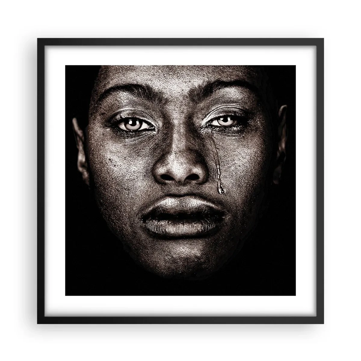 Plakat i sort ramme - Én tåre - 50x50 cm