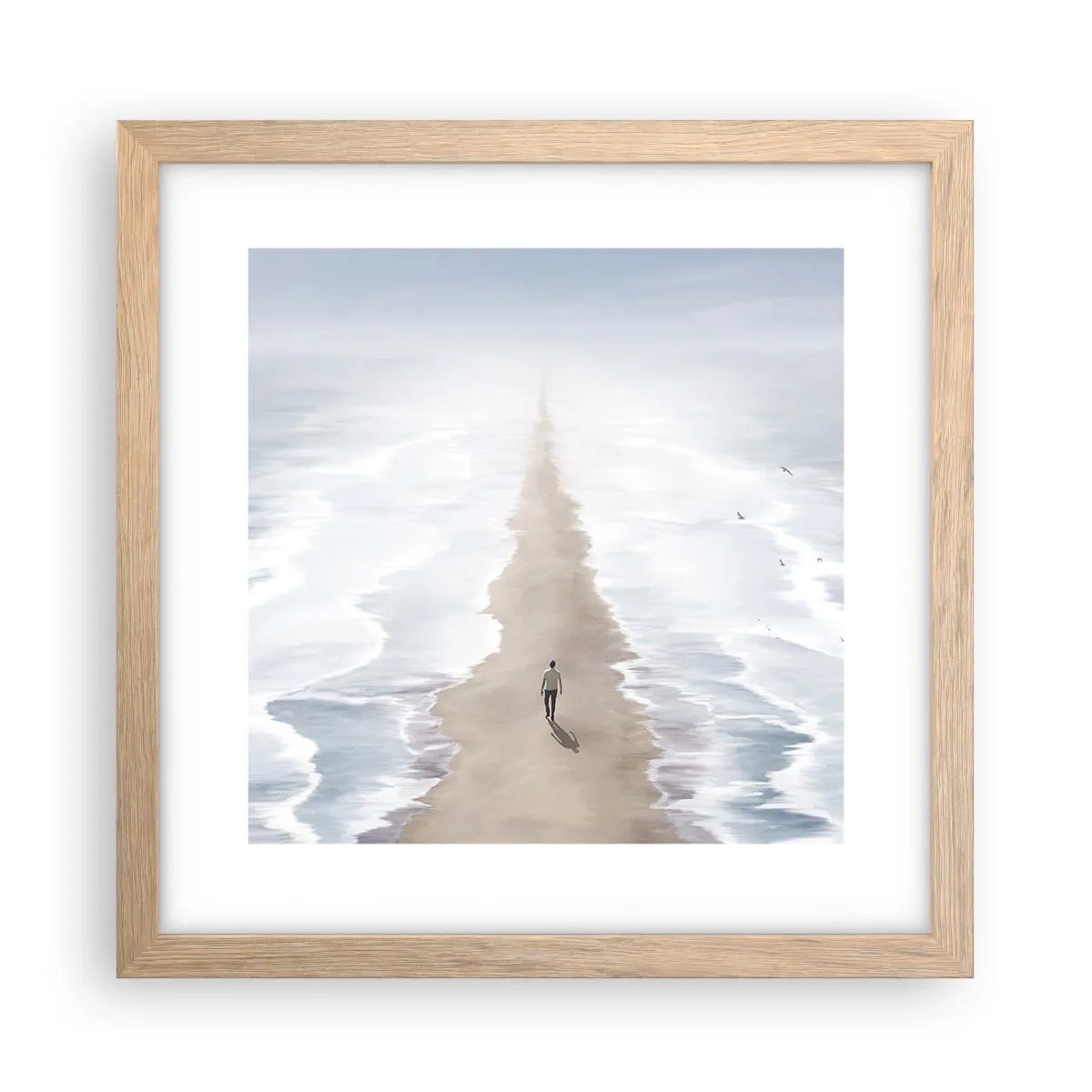 Plakat i ramme af lyst egetræ - Lys fremtid - 30x30 cm