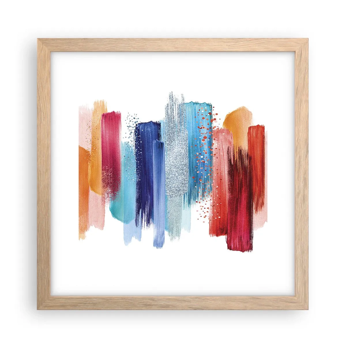 Plakat i ramme af lyst egetræ - Op og ned - 30x30 cm