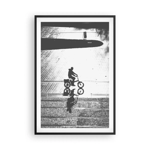 Plakat i sort ramme - Fremad, gennem byen - 61x91 cm