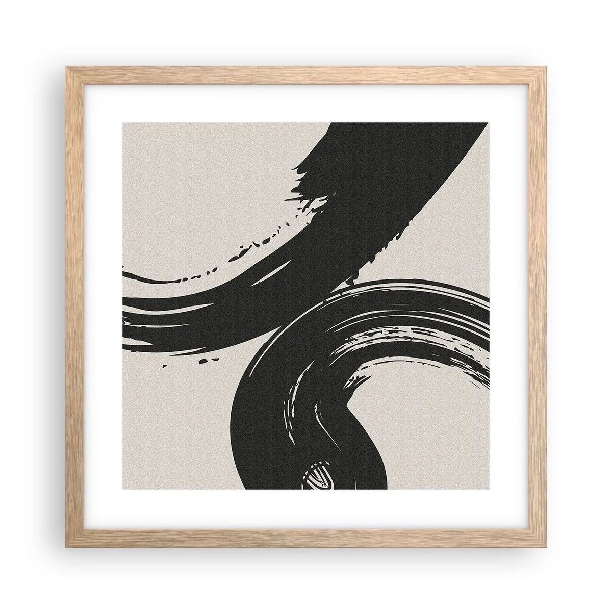 Plakat i ramme af lyst egetræ - Fejende og cirkulær - 40x40 cm