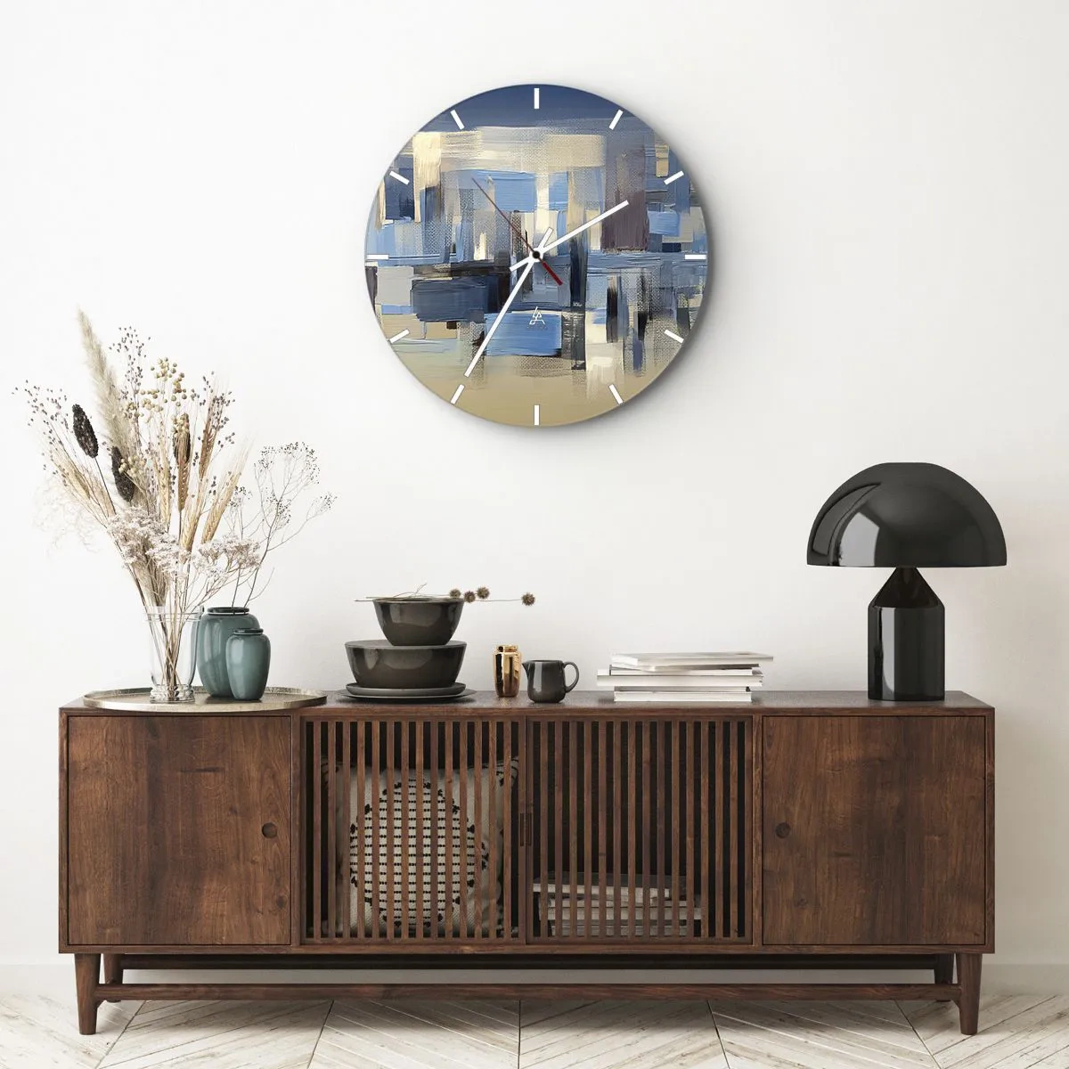 Vægur, Uret - Blå konstruktion - 40x40 cm