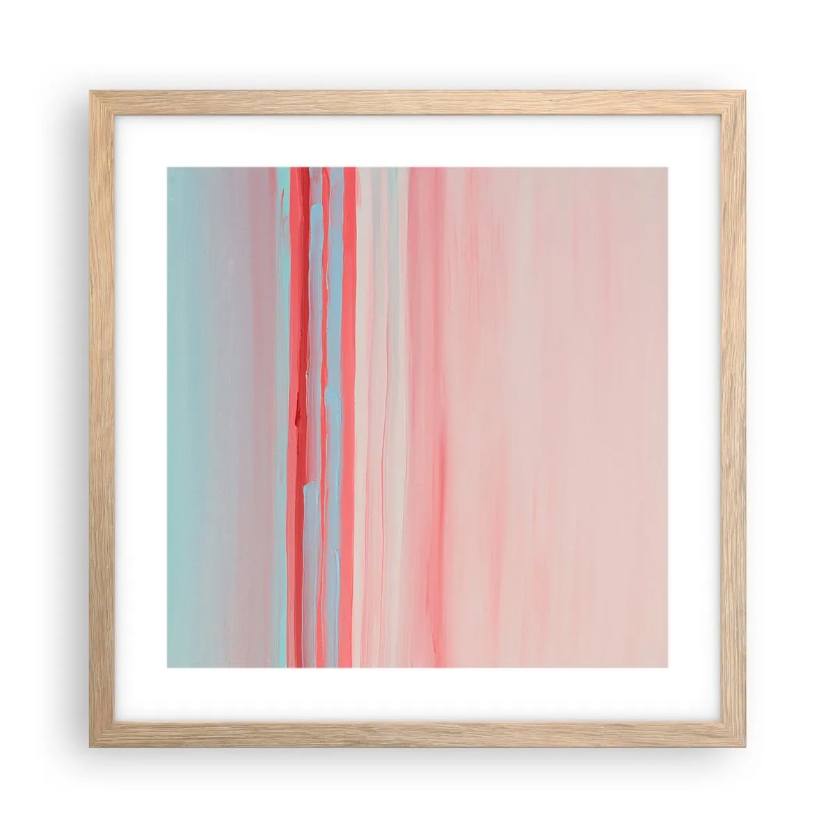 Plakat i ramme af lyst egetræ - Abstraktion ved daggry - 40x40 cm