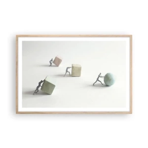 Plakat i ramme af lyst egetræ - Selve livet - 91x61 cm