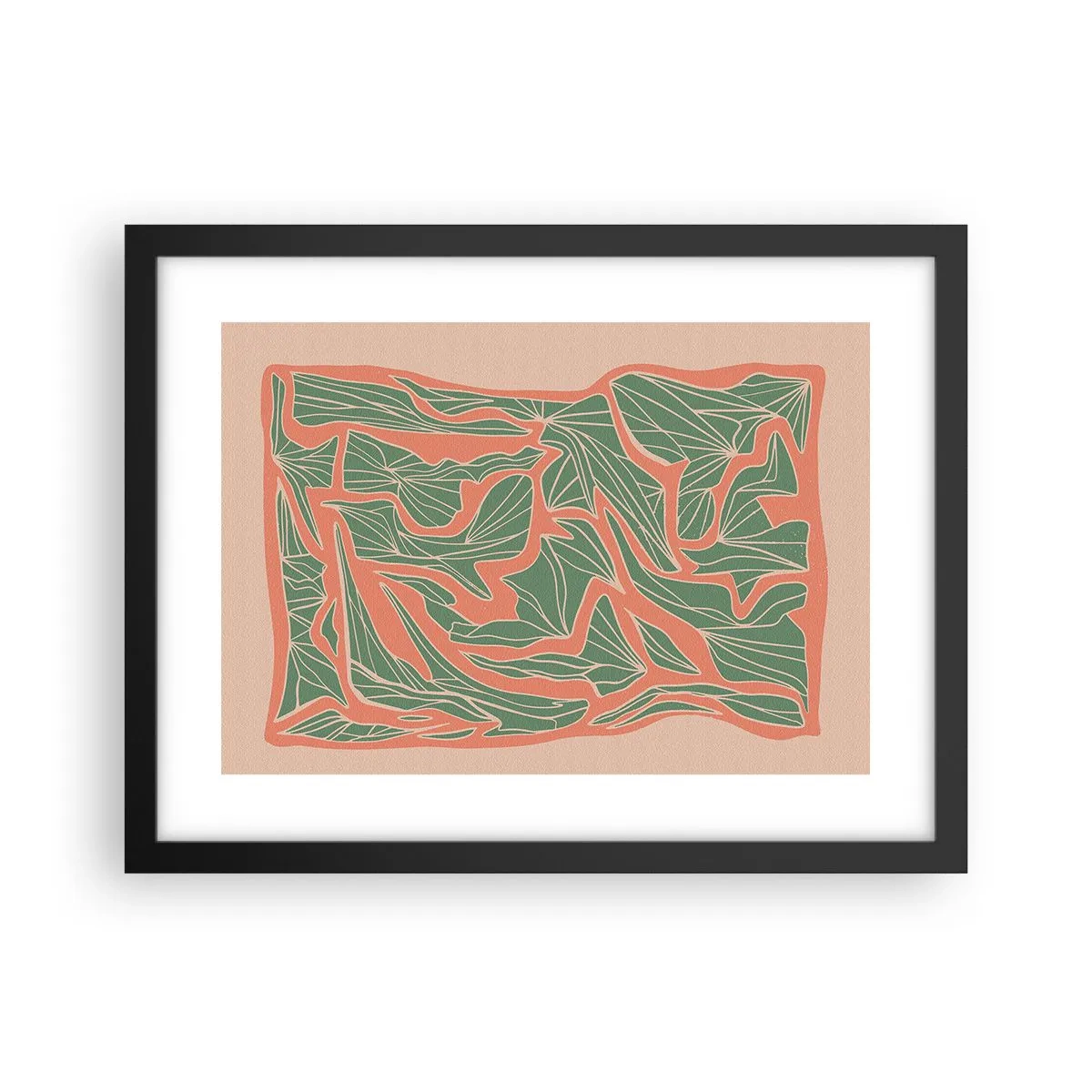 Plakat i sort ramme - En kamp mellem koral og grøn - 40x30 cm