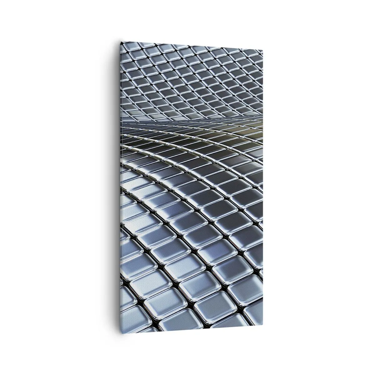 Lærredstryk - Billede på lærred - Bølge i metallisk sølv - 55x100 cm